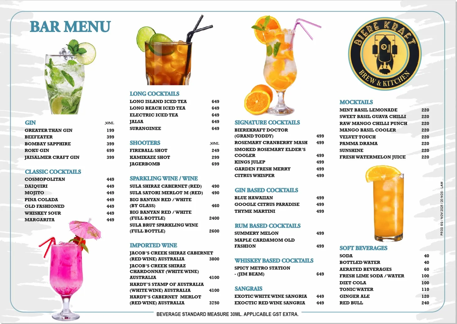 Bar Menu - Cocktails