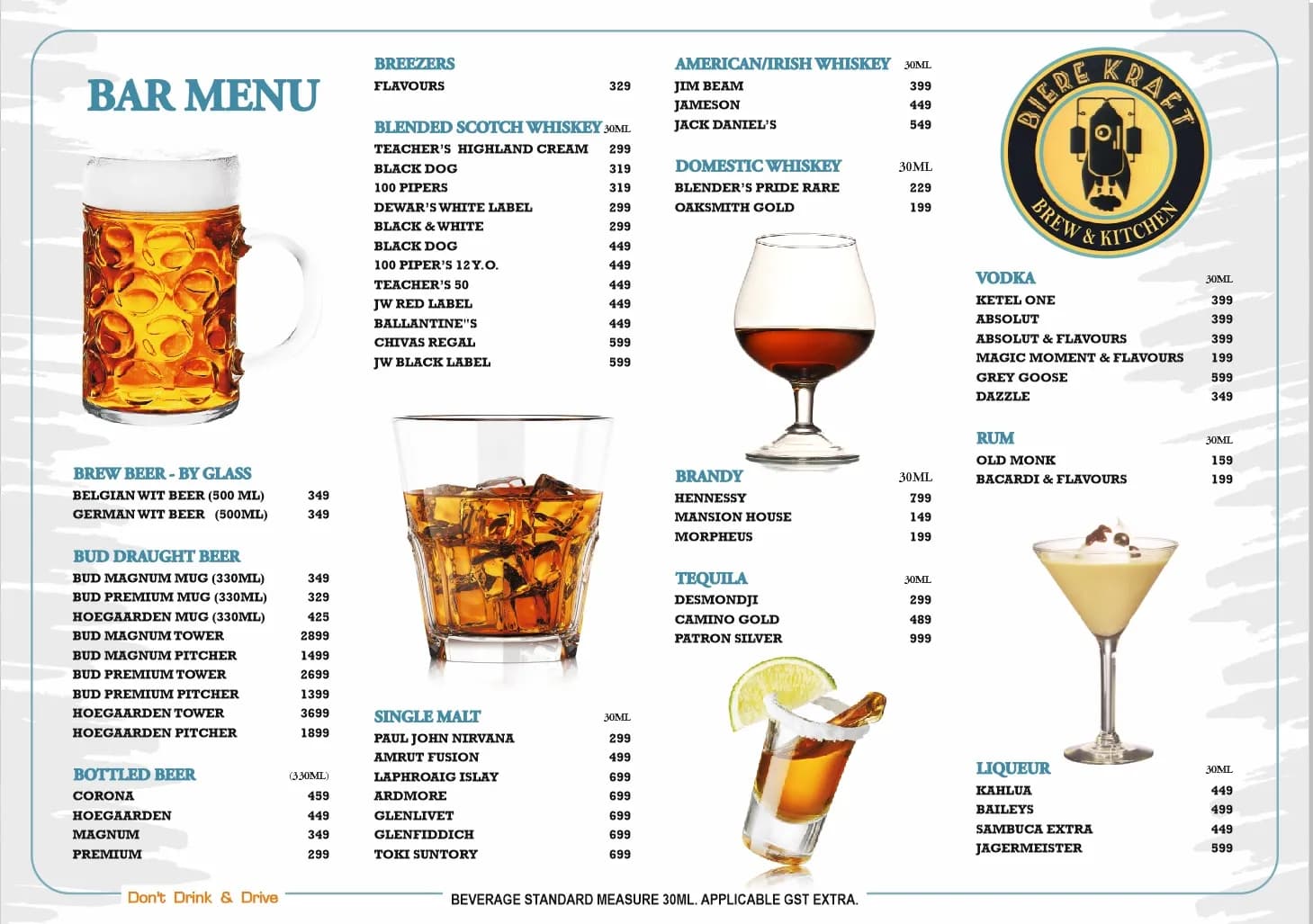 Bar Menu - Spirits